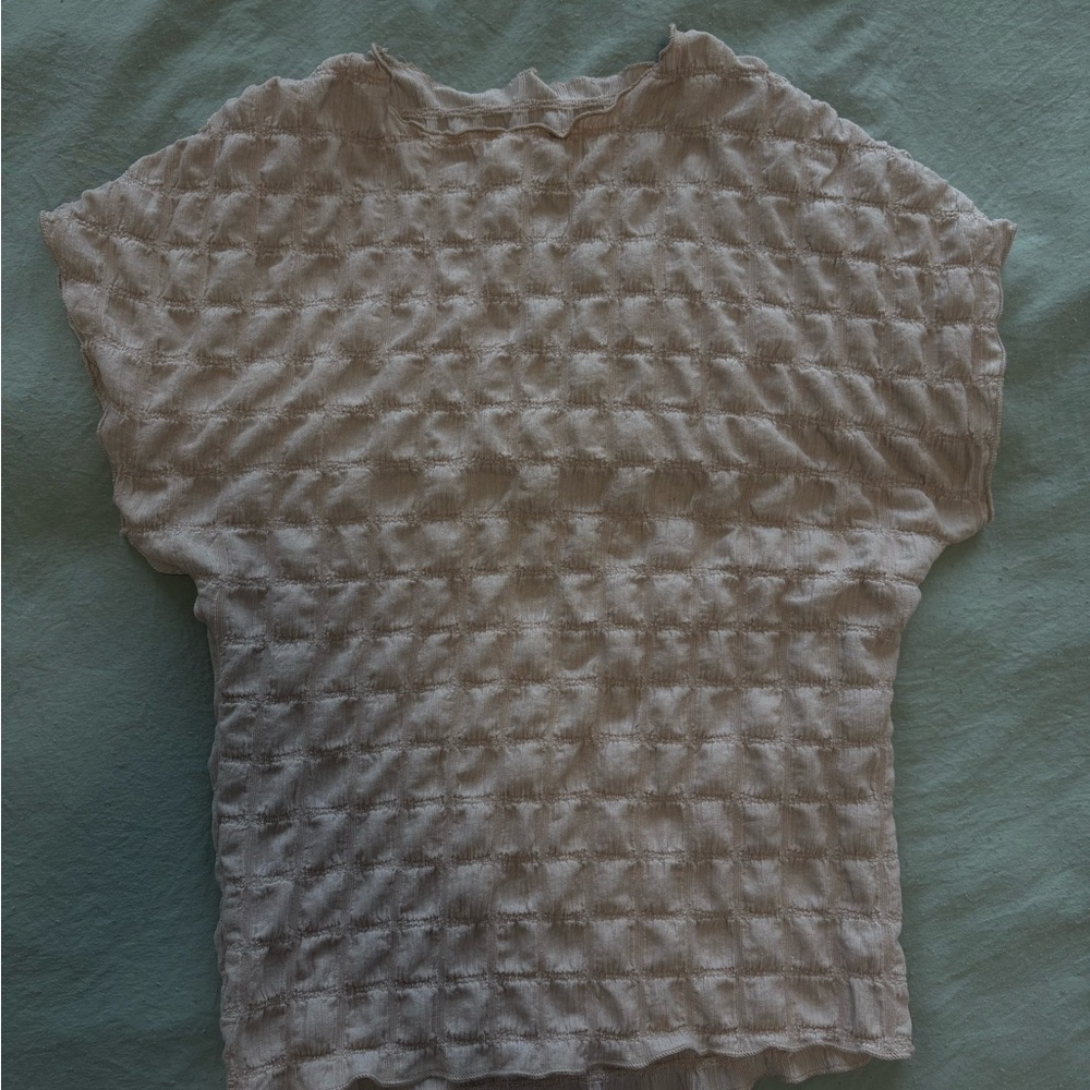 Beige Bubble Textured Top - Picture 2 of 3
